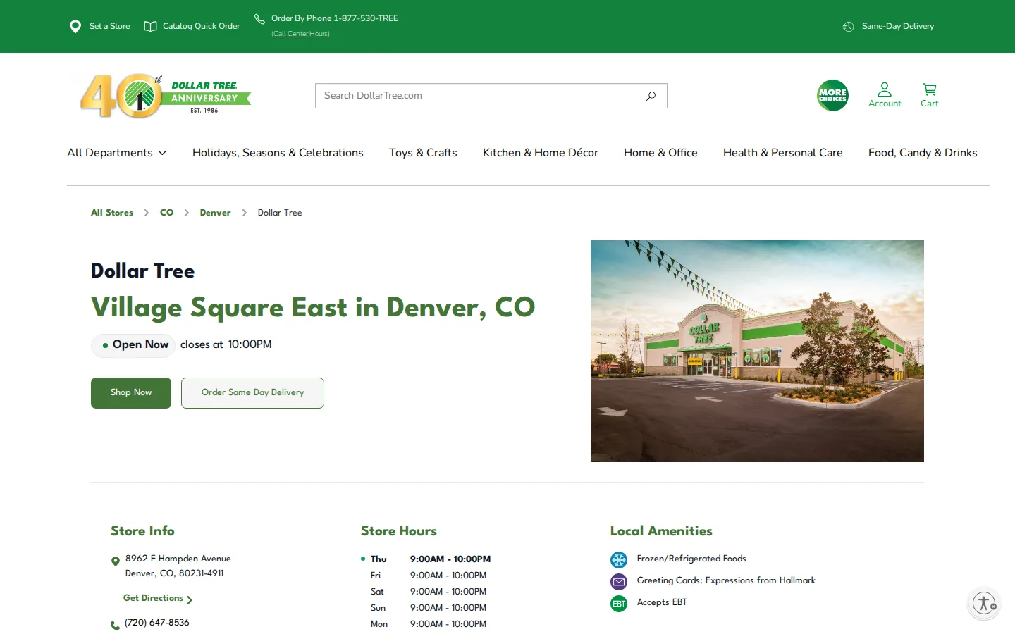 Captured website of Dollar Tree