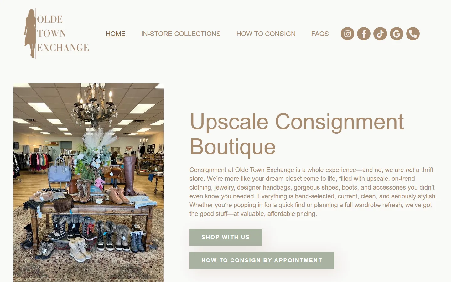 Captured website of Olde Town Exchange Consignment Store
