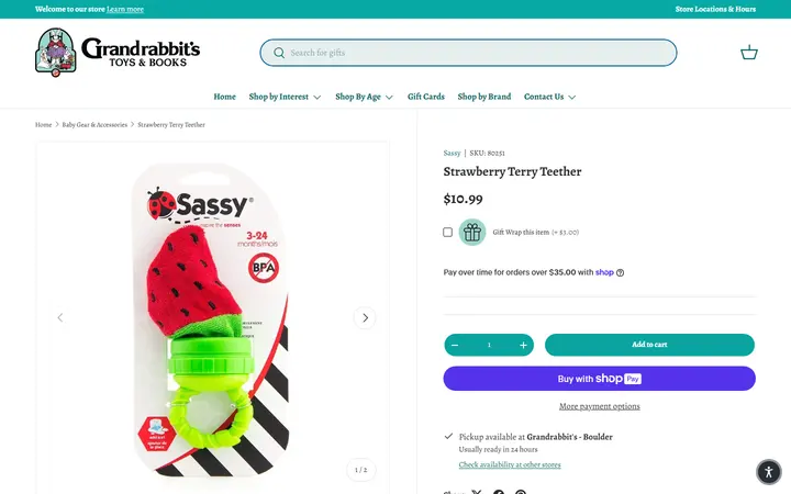 Strawberry Terry Teether – Grandrabbit's Toy Shoppe — Grandrabbit's Toy Shoppe