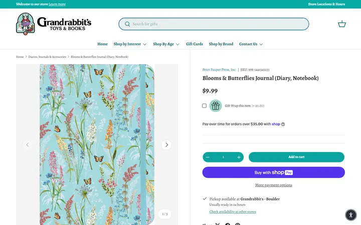 Blooms & Butterflies Journal (Diary, Notebook) – Grandrabbit's Toy Shoppe — Grandrabbit's Toy Shoppe