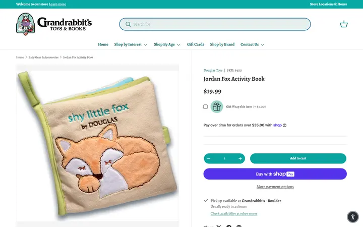 Jordan Fox Activity Book – Grandrabbit's Toy Shoppe — Grandrabbit's Toy Shoppe
