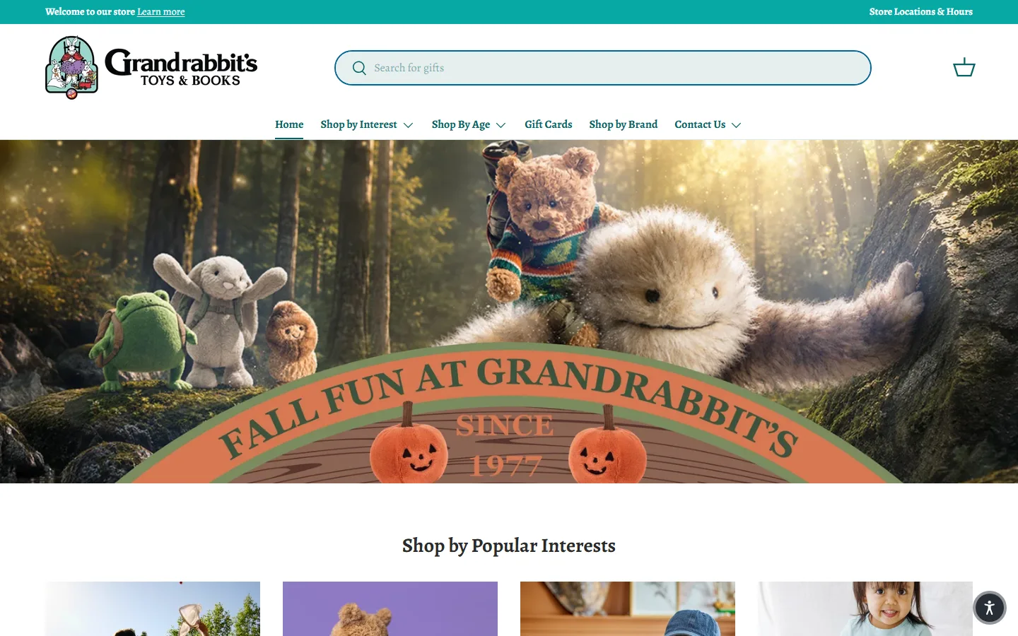Captured website of Grandrabbit's Toy Shoppe