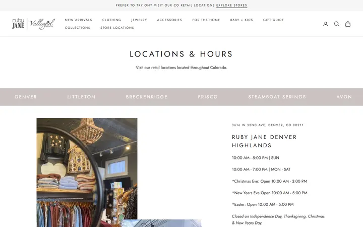 Locations + Hours — Ruby Jane Boutique - Denver Highlands