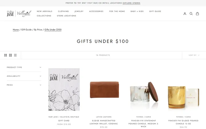Gifts Under $100 - Ruby Jane & Valleygirl Boutique — Ruby Jane Boutique - Denver Highlands