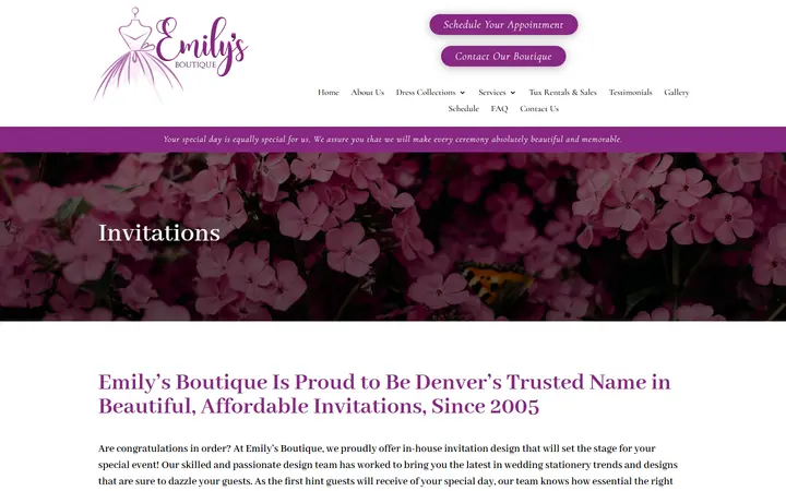 Invitations | Emily's Boutique | Wedding, Prom, and Quinceanera Dresses in Denver, CO — Emily's Boutique