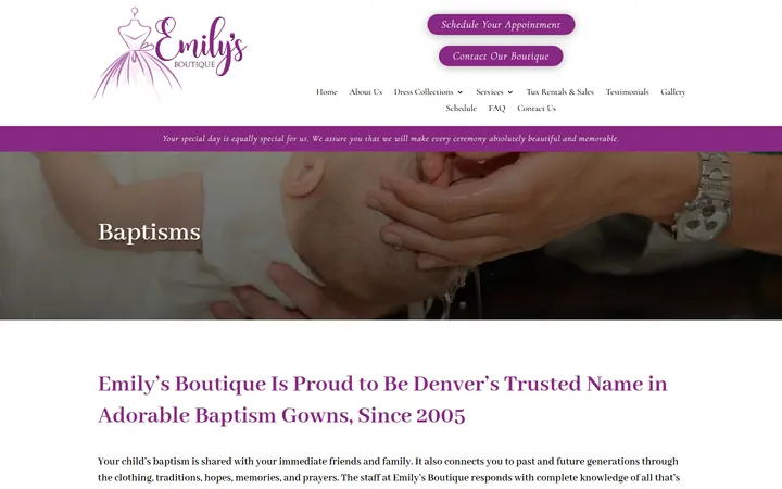 Baptisms | Emily's Boutique | Wedding, Prom, and Quinceanera Dresses in Denver, CO — Emily's Boutique