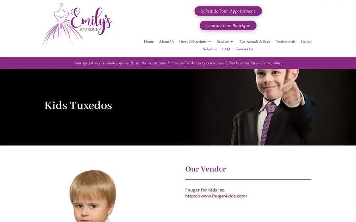 Kids Tuxedos | Emily's Boutique — Emily's Boutique