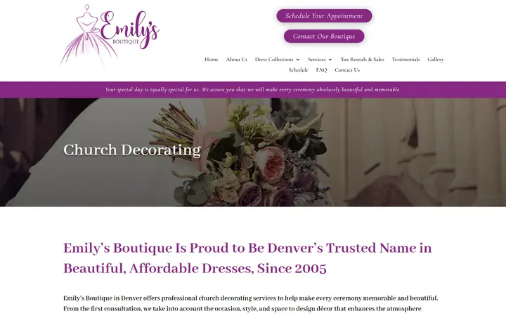 Church Decorating | Emily's Boutique — Emily's Boutique