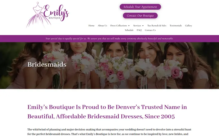 Bridesmaids | Emily's Boutique | Wedding, Prom, and Quinceanera Dresses in Denver, CO — Emily's Boutique
