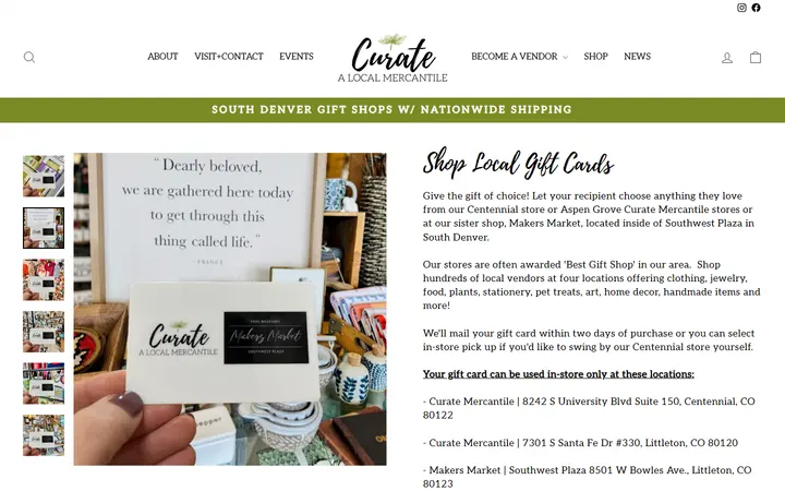 Curate Mercantile Gift Card | Denver, Colorado – Curate: A Local Mercantile — Curate: A Local Mercantile