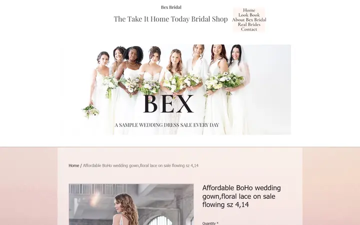 Affordable BoHo wedding gown,floral lace on sale flowing sz 4,14 | Bex Bridal — Bex Bridal