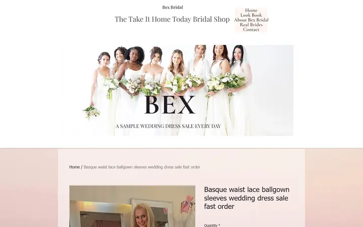 Basque waist lace ballgown sleeves wedding dress sale fast order | Bex Bridal — Bex Bridal