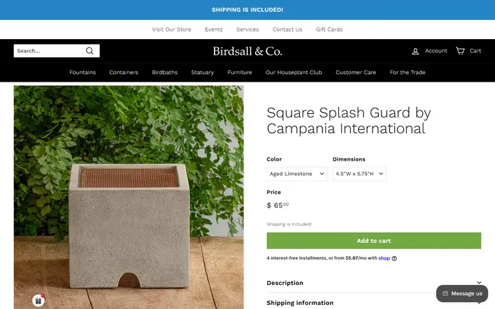 Square Splash Guard by Campania International – Birdsall & Co. — Birdsall & Co. The Garden Boutique