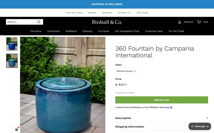 360 Fountain by Campania International – Birdsall & Co. — Birdsall & Co. The Garden Boutique