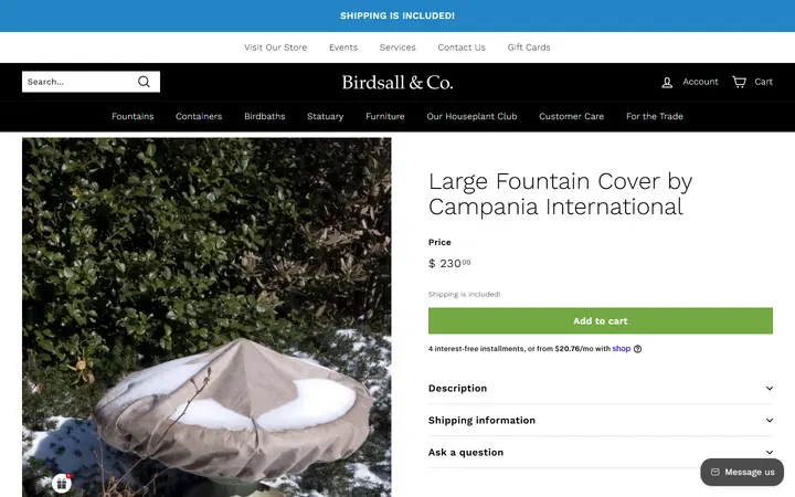 Large Fountain Cover by Campania International – Birdsall & Co. — Birdsall & Co. The Garden Boutique