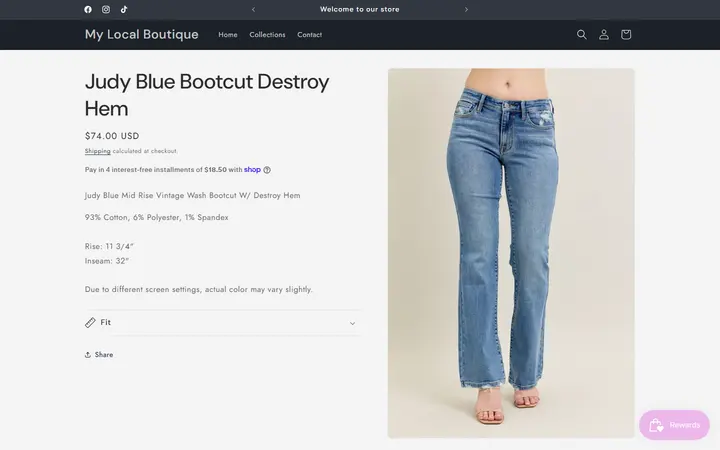 Judy Blue Bootcut Destroy Hem – My Local Boutique — My Local Boutique