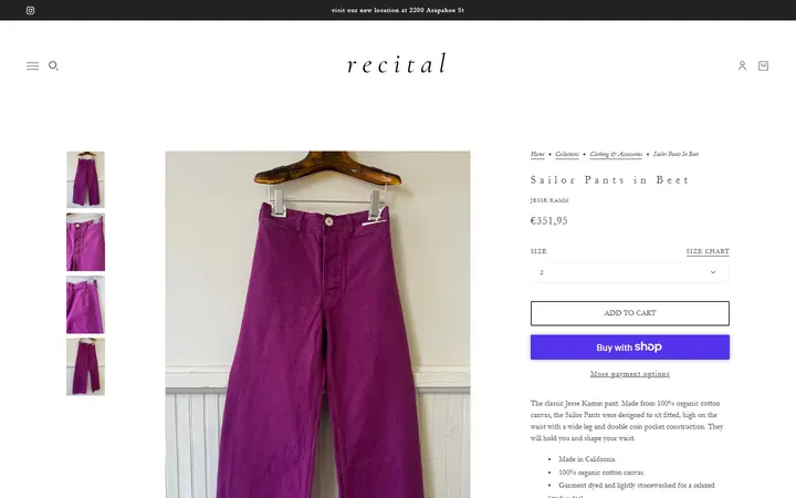 Sailor Pants in Beet – Recital — Recital, Still