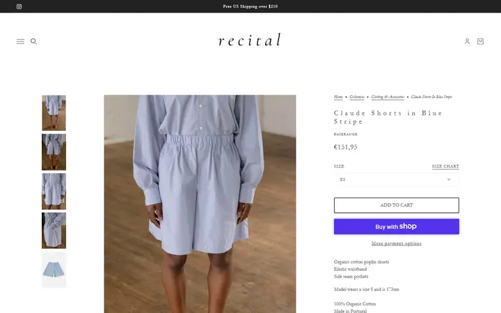 Claude Shorts in Blue Stripe – Recital — Recital, Still