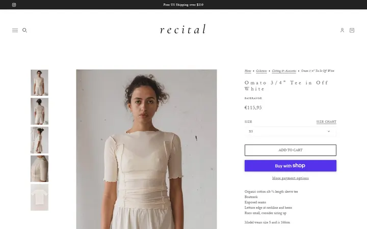 Omato 3/4" Tee in Off White – Recital — Recital, Still