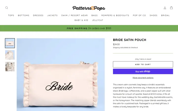 Bride Satin Pouch – Patterns and Pops — Patterns & Pops
