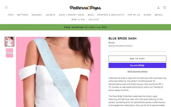 Blue Bride Sash – Patterns and Pops — Patterns & Pops