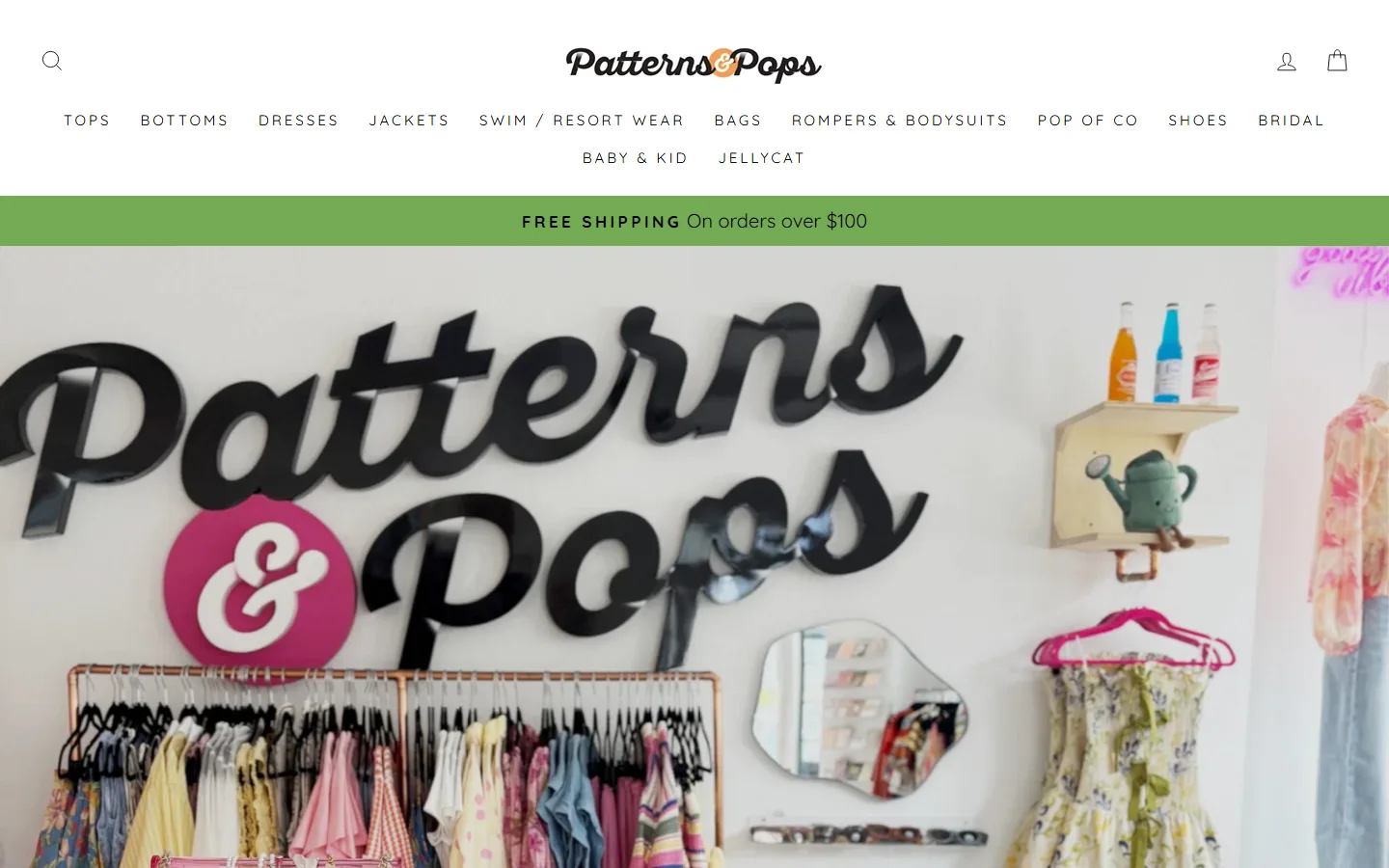 Captured website of Patterns & Pops