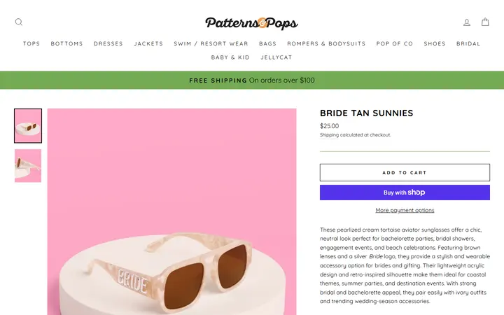 Bride Tan Sunnies – Patterns and Pops — Patterns & Pops