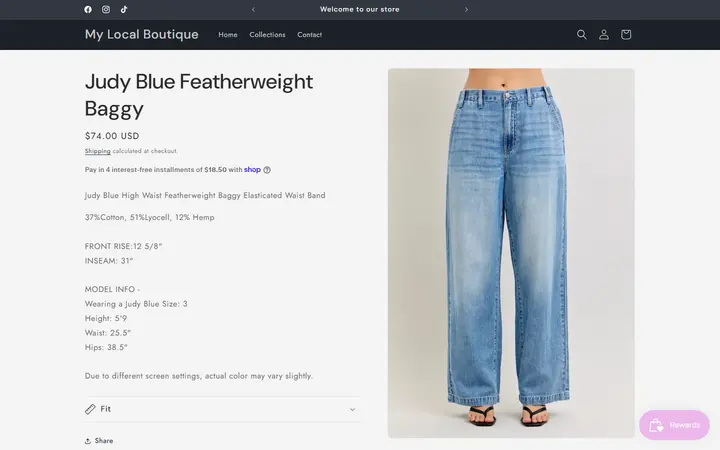 Judy Blue Featherweight Baggy – My Local Boutique — My Local Boutique