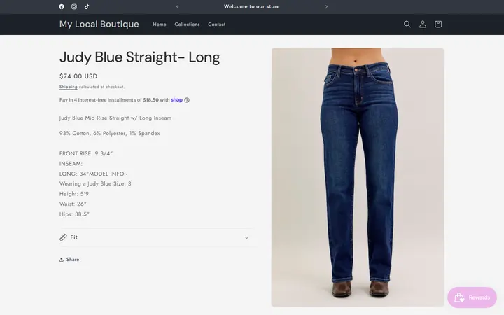 Judy Blue Straight- Long – My Local Boutique — My Local Boutique