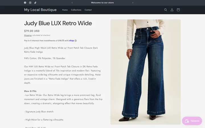 Judy Blue LUX Retro Wide – My Local Boutique — My Local Boutique