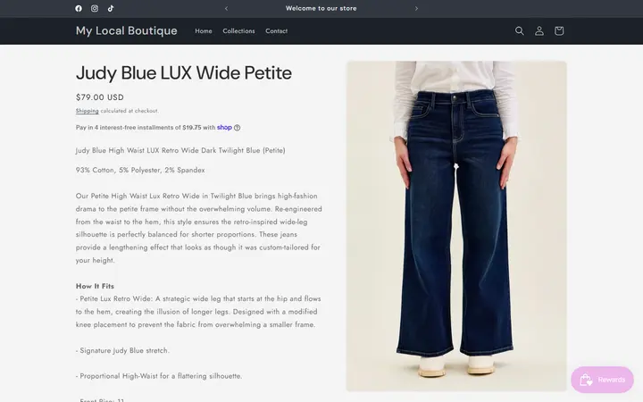 Judy Blue LUX Wide Petite – My Local Boutique — My Local Boutique