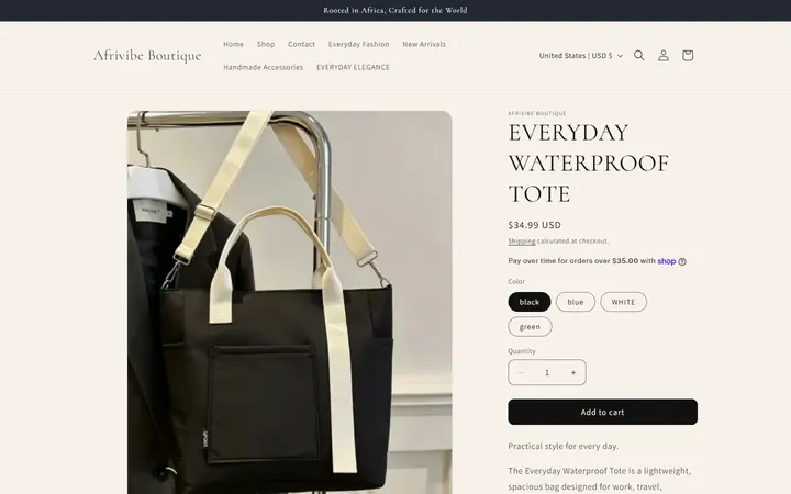EVERYDAY WATERPROOF TOTE – Afrivibe Boutique — Afrivibe Boutique