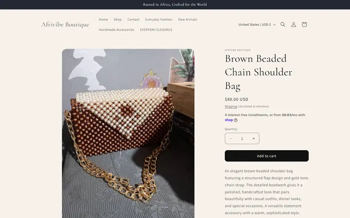 Brown Beaded Chain Shoulder Bag – Afrivibe Boutique — Afrivibe Boutique