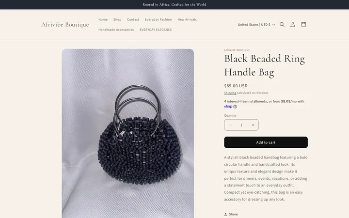 Black Beaded Ring Handle Bag – Afrivibe Boutique — Afrivibe Boutique