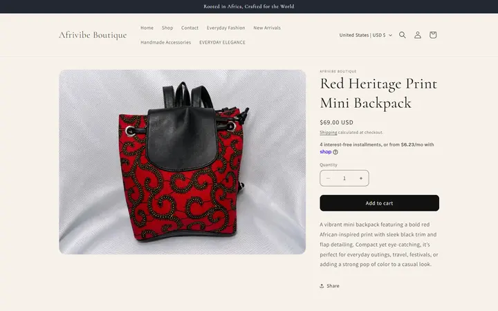 Red Heritage Print Mini Backpack – Afrivibe Boutique — Afrivibe Boutique