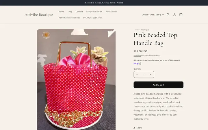 Pink Beaded Top Handle Bag – Afrivibe Boutique — Afrivibe Boutique