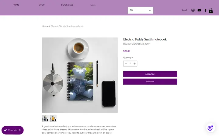 Electric Teddy Smith notebook | Misscherellecakes — Te'z Boutique