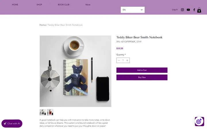 Teddy Biker Bear Smith Notebook | Misscherellecakes — Te'z Boutique