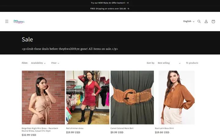/collections/sale-2 — Mirame Boutique Room
