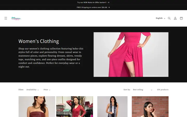 /collections/women — Mirame Boutique Room