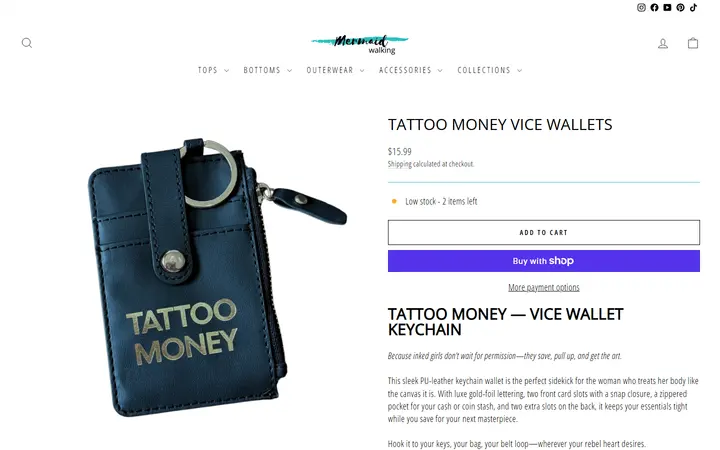 /collections/gift-items/products/tattoo-money-vice-wallets-keychain-wallet-funny-gift — Mermaid Walking Boutique