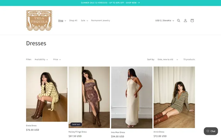 /collections/dresses — Tela Tequila