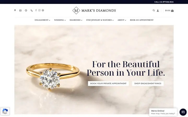 Website of Mark's Diamonds