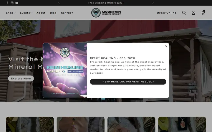 Website of Mountain Mineral Market
