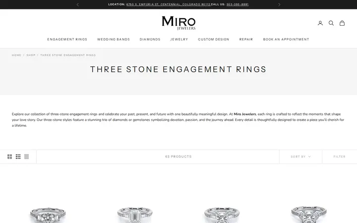 /collections/three-stone-engagement-rings — Miro Jewelers