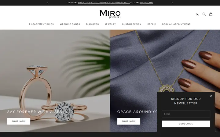 Website of Miro Jewelers