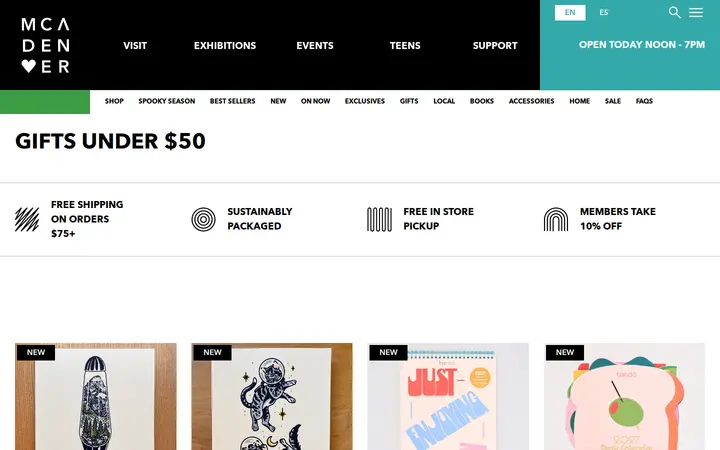 /shop/collection/gifts-under-50 — MCA Shop