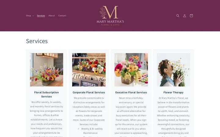 /pages/services — Mary Martha's Floral & Gifts