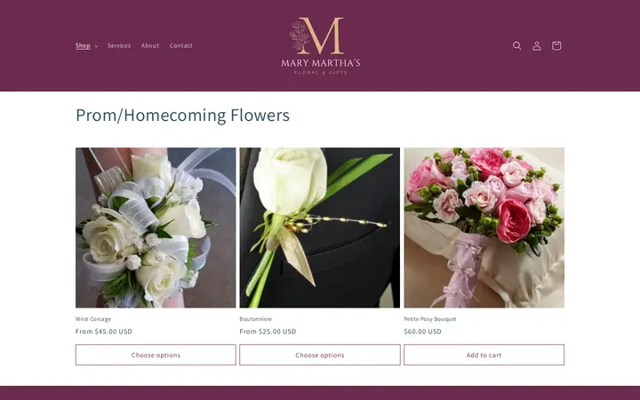 /collections/prom-homecoming-flowers — Mary Martha's Floral & Gifts