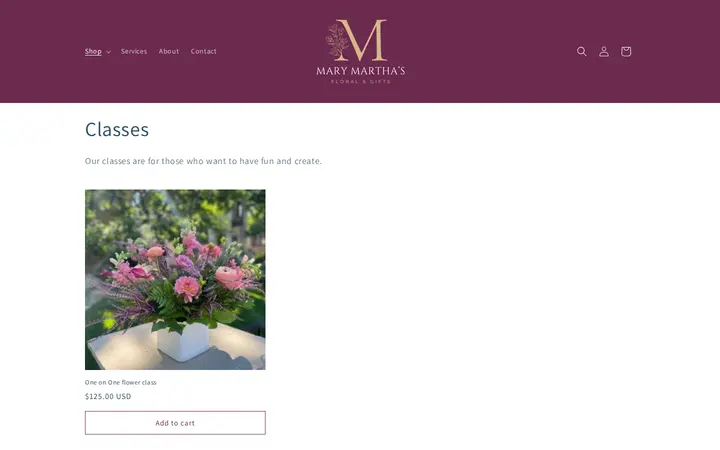 /collections/classes — Mary Martha's Floral & Gifts